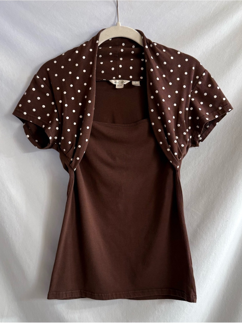 Y2K Brown Polka Dot Short Sleeve Top